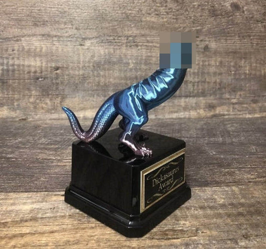 Dickasaurus Funny Trophy Award You're A Dick Fantasy Football League Mature LOSER Trophy Adult Humor Dickhead Penis Funny Dinosaur Award