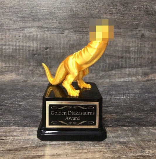 Golden Dickasaurus Golf Trophy Golf Tournament Trophy Adult Humor Award LOSER Last Place Over Par Funny Penis Trophy Gag Gift You're A Dick