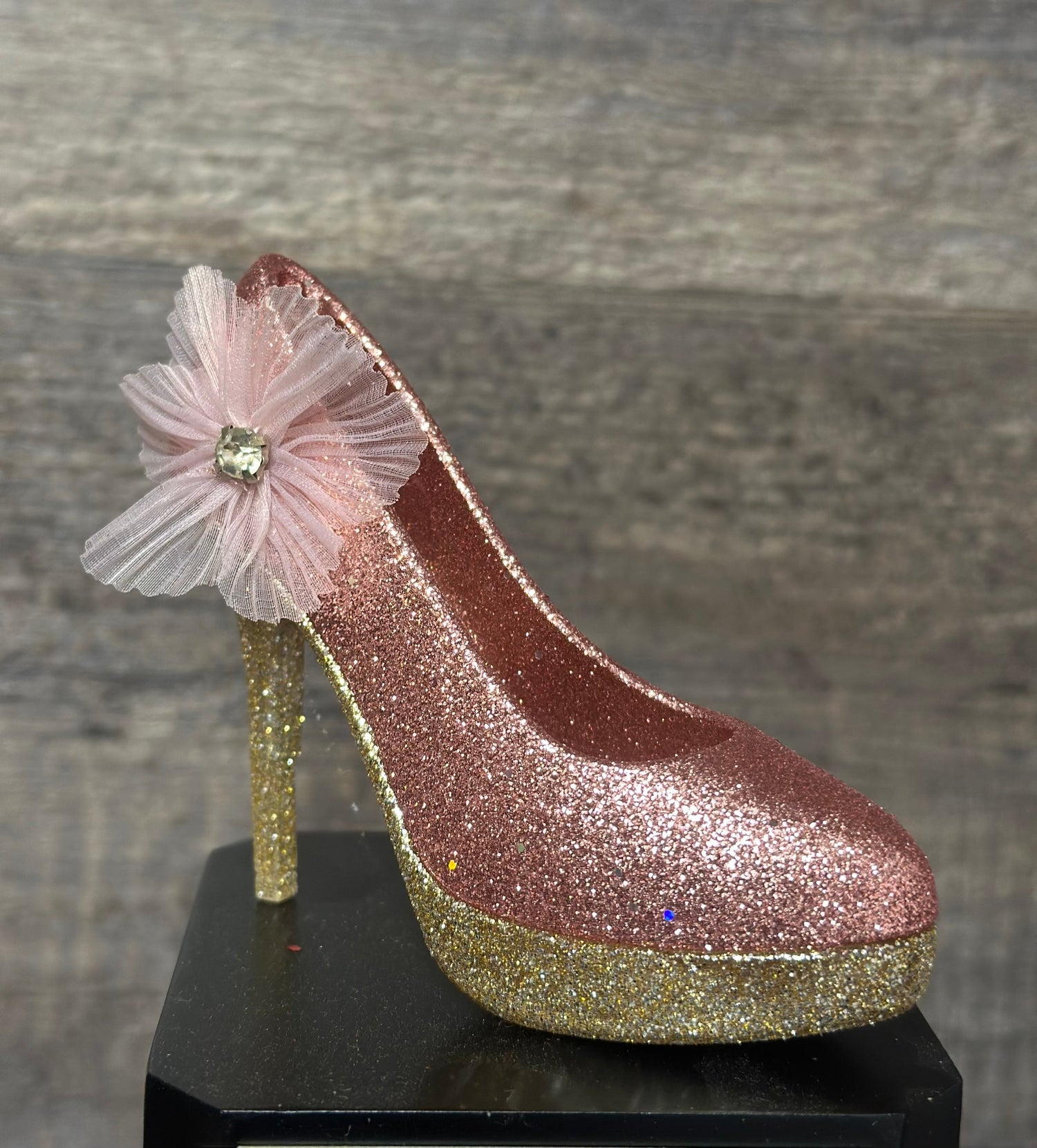 Girls Fantasy Football Perpetual Trophy w/ Pink & Gold Glittered High Heel FFL Award Funny Trophy Award Perpetual Trophy