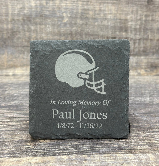 Memorial Stone Memory Stone Remembrance Plaque FOOTBALL Custom Engraved Slate Garden Memorial Plaque In Loving Memory of Engraved Name Plate