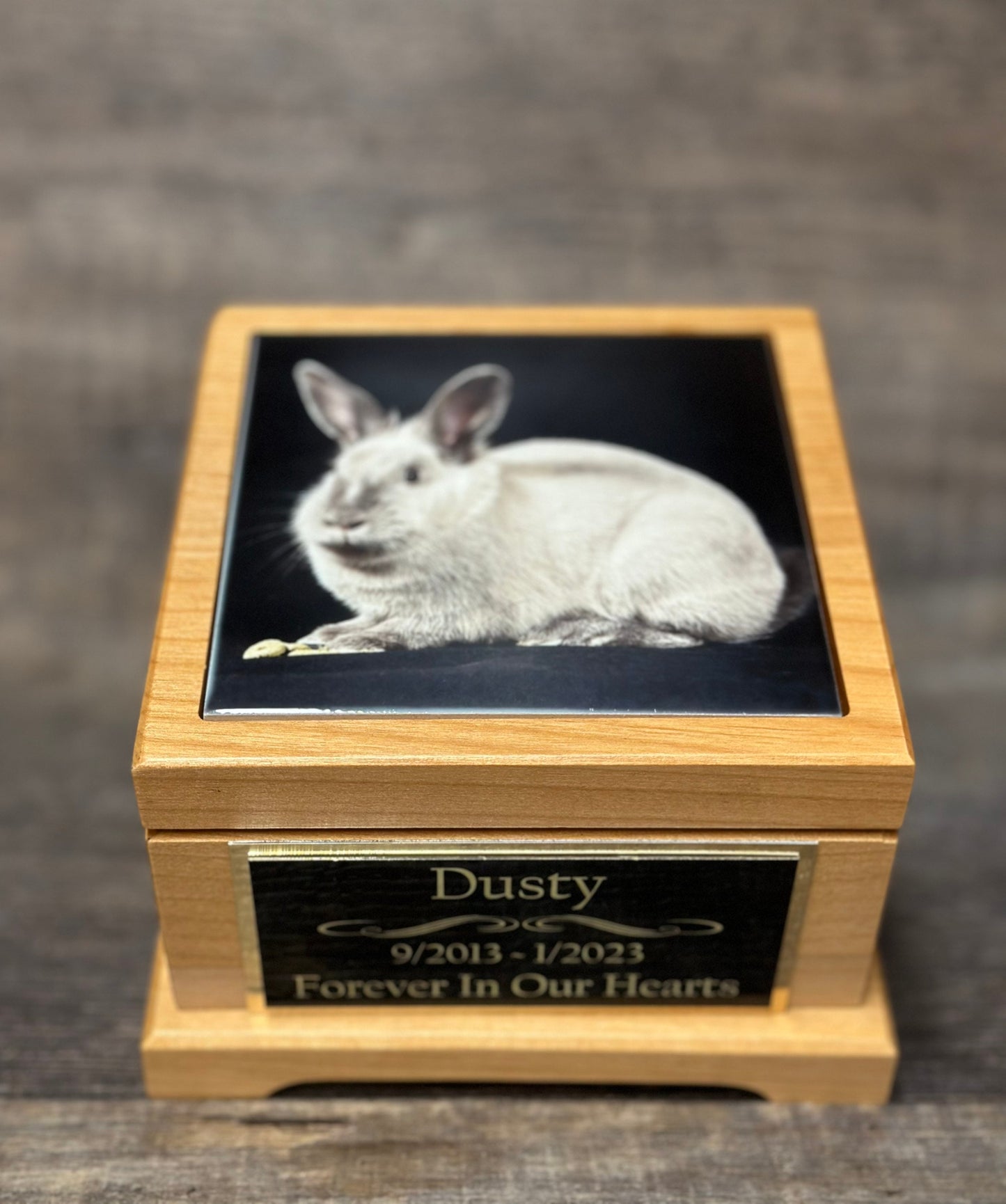 Bunny Urn Rabbit Urn Small Animal Pet Urn Guinea Pig Urn Pet Memorial Keepsake Box Cremation Urn Custom Photo Tile & Engraved Tag To 25lbs