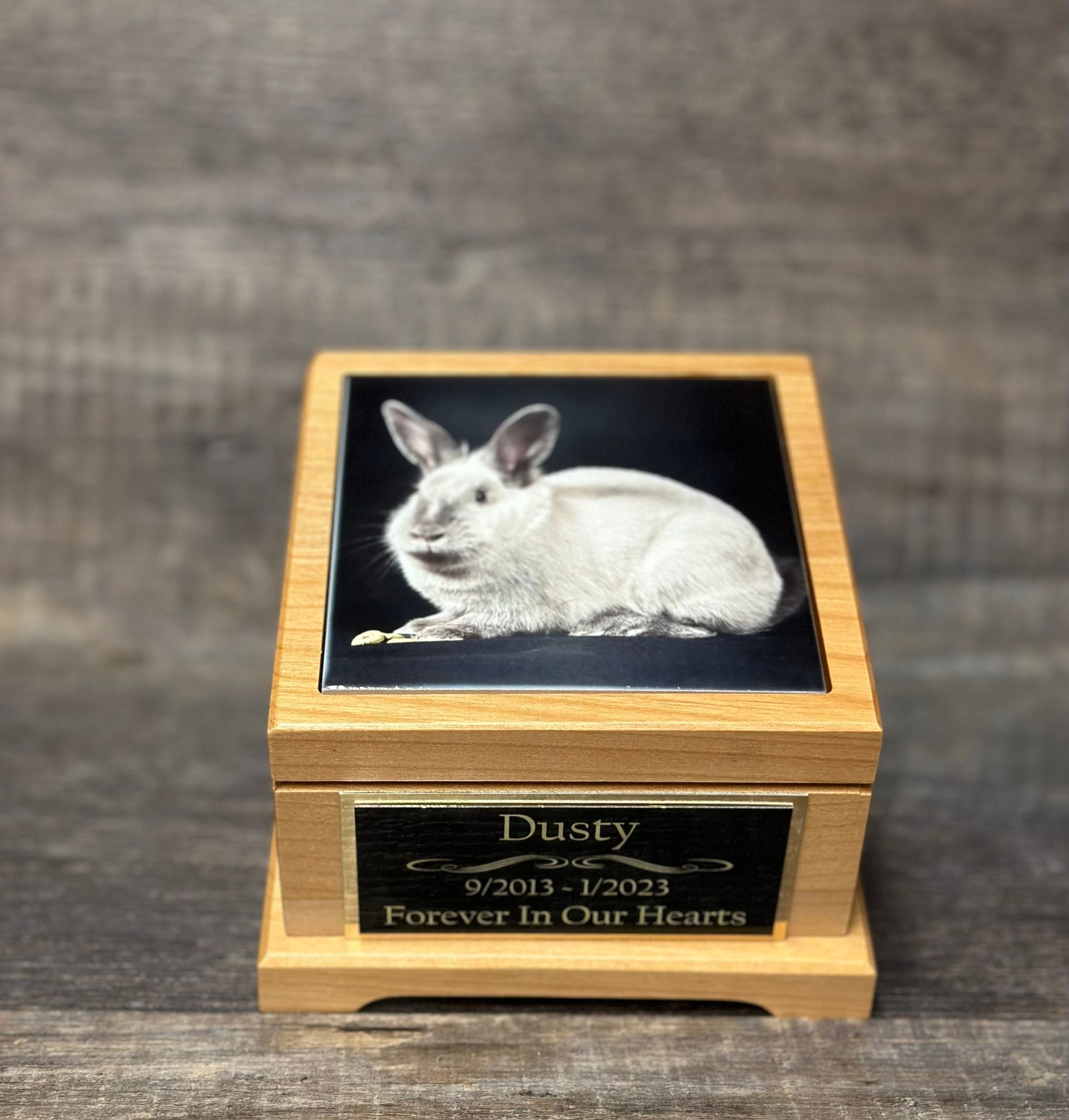 Bunny Urn Rabbit Urn Small Animal Pet Urn Guinea Pig Urn Pet Memorial Keepsake Box Cremation Urn Custom Photo Tile & Engraved Tag To 25lbs