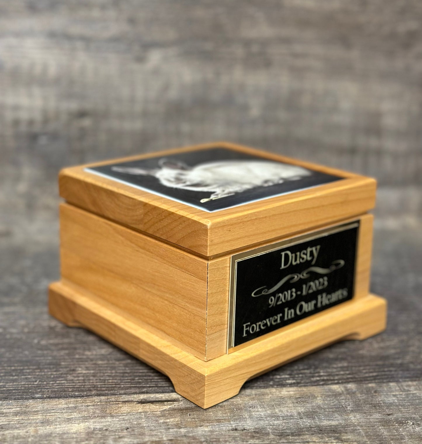 Bunny Urn Rabbit Urn Small Animal Pet Urn Guinea Pig Urn Pet Memorial Keepsake Box Cremation Urn Custom Photo Tile & Engraved Tag To 25lbs