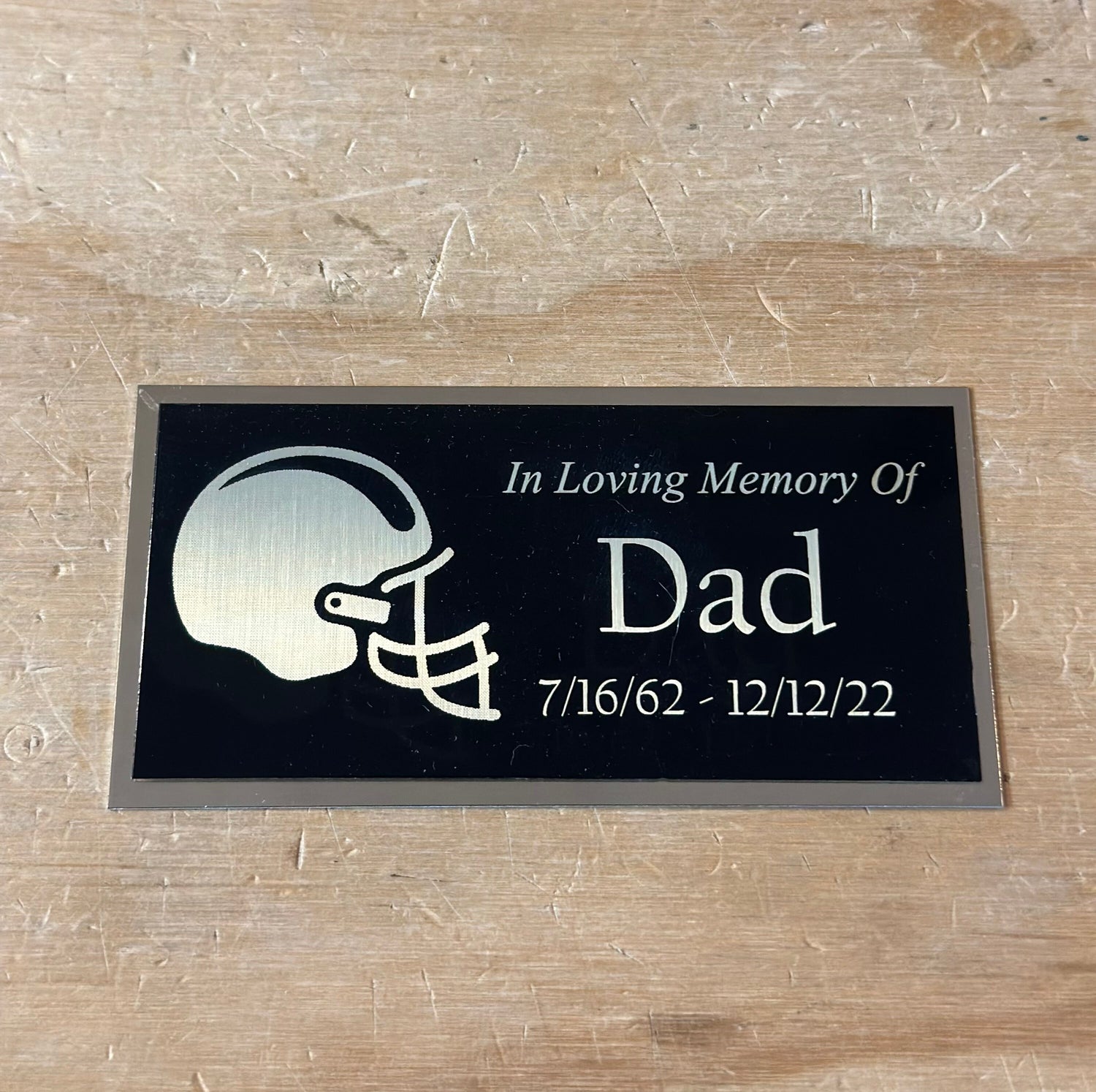 Custom Engraved Name Plate Cremation Urn FOOTBALL HELMET Memorial Urn Tag Plaque In Loving Memory of Engraved Urn Name Plate