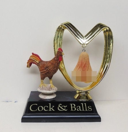 Funny Trophy Rooster Cock & Balls You've Got Balls Funny Trophy Aww Nuts! FFL Loser Trophy Adult Humor Grow A Pair Gag Gift Penis Testicle