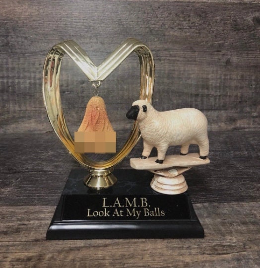 L.A.M.B Look At My Balls Funny Trophy Aww Nuts! Fantasy Football FFL Loser Award Trophy Adult Humor Grow A Pair Gag Gift Penis Testicle