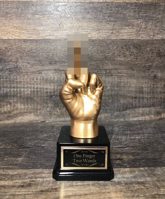 Middle Finger Golf Loser Trophy Hole In One Worst Score Over Par Trophy Funny Flipping The Bird F*ck You Trophy One Finger Two Words Award