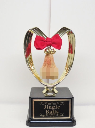 Jingle Balls Testicle Trophy Ugly Sweater Trophy Funny Christmas Ornament Holiday Aww Nuts! Adult Humor Gag Gift Penis Testicle Holiday