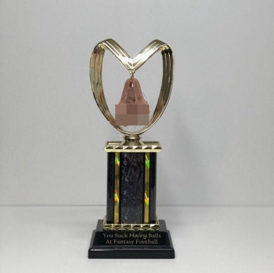 Soccer Trophy Funny HAIRY Balls Football Sacko Loser Trophy Last Place Trophy You Suck HAIRY Balls Trophy Adult Humor Gag Gift Testicle