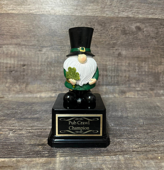 St Patrick's Day Pub Crawl Champion Shenanigans Award Winner Custom Best Irish Jig Dance Shamrock Pot of Gold Trophy Centerpiece Decoration