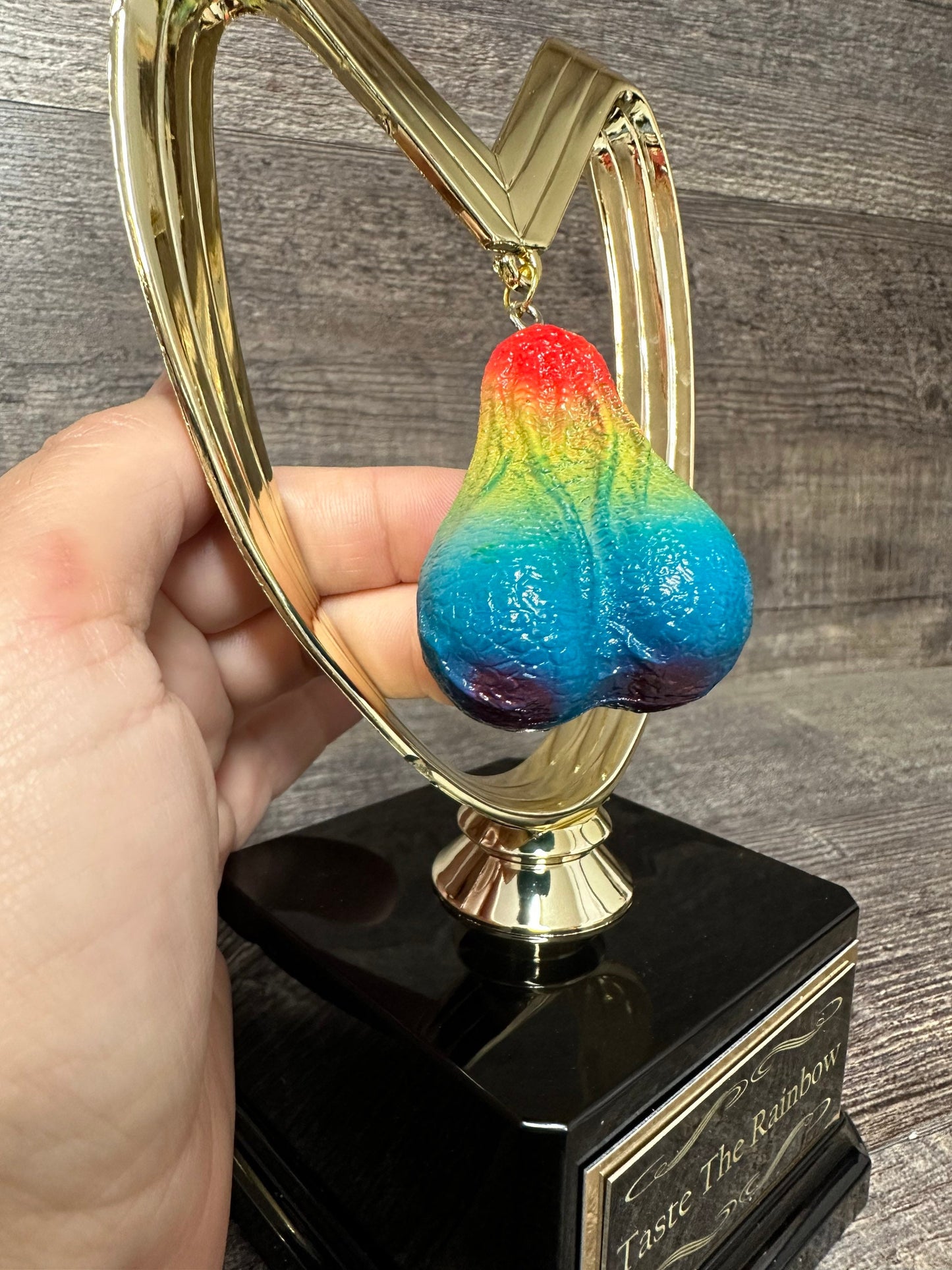 Rainbow Testicle Nut Sack Award Funny Trophy You Suck Balls LGBTQ Funny Gag Gift Adult Humor Gag Gift