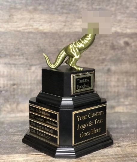 FFL Golden Dickasaurus LOSER Trophy Fantasy Football Loser Trophy Funny Award Perpetual Trophy Last Place Dinosaur Dickhead Penis Award