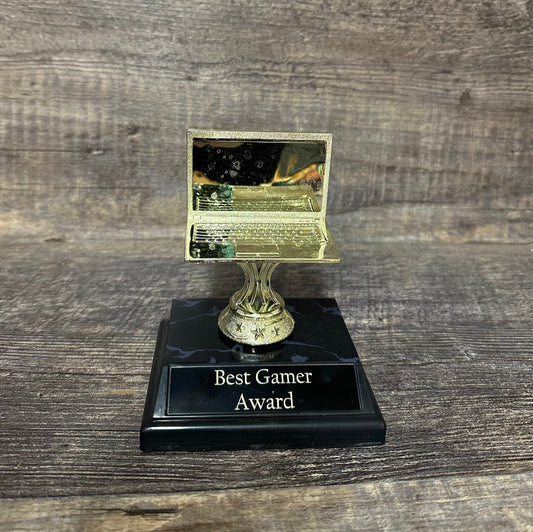 Funny Trophy Best Gamer or IT Tech Award Laptop Computer Trophy Gag Gift Personalized Trophy Dad Gift Father's Day Gift