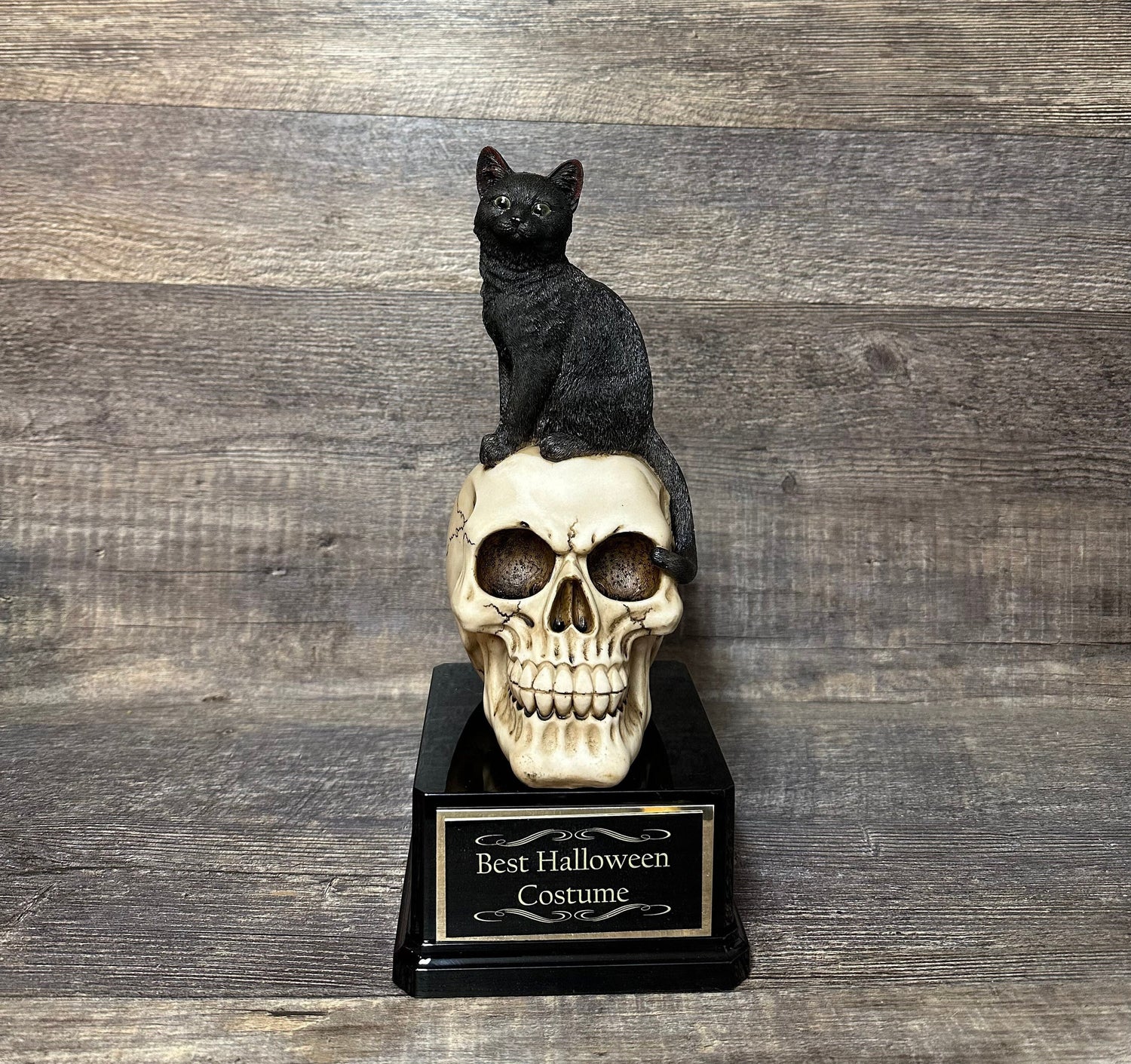 Halloween Trophy Black Cat On A Skull Costume Contest Winner Scariest Costume Pumpkin Carving Halloween Party Decor Dia De Los Muertos