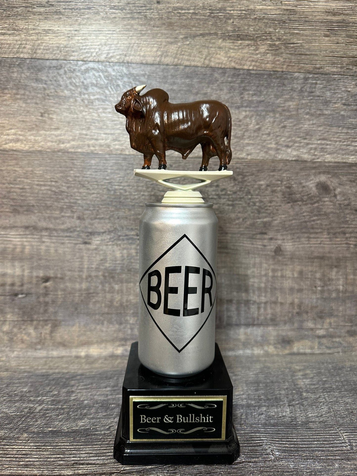 Funny Trophy  Beer & Bullshit Beer Trophy No Bull BS Bullshit Award Beer Full of Bull Gag Gift Beer Drinker Award FFL Loser