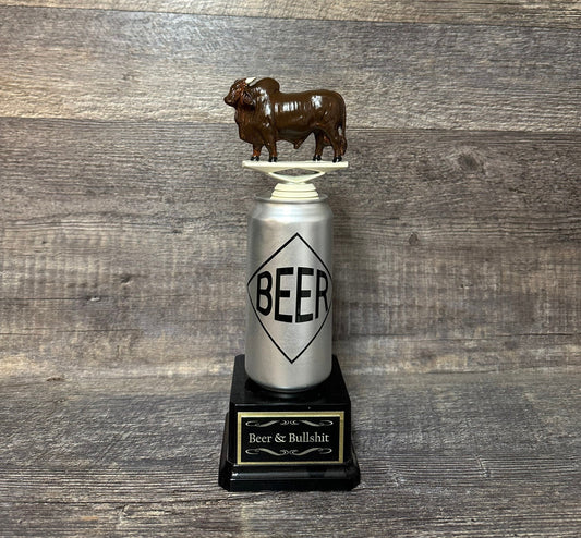 Funny Trophy Beer & Bullshit Beer Trophy No Bull BS Bullshit Award Beer Full of Bull Gag Gift Beer Drinker Award FFL Loser