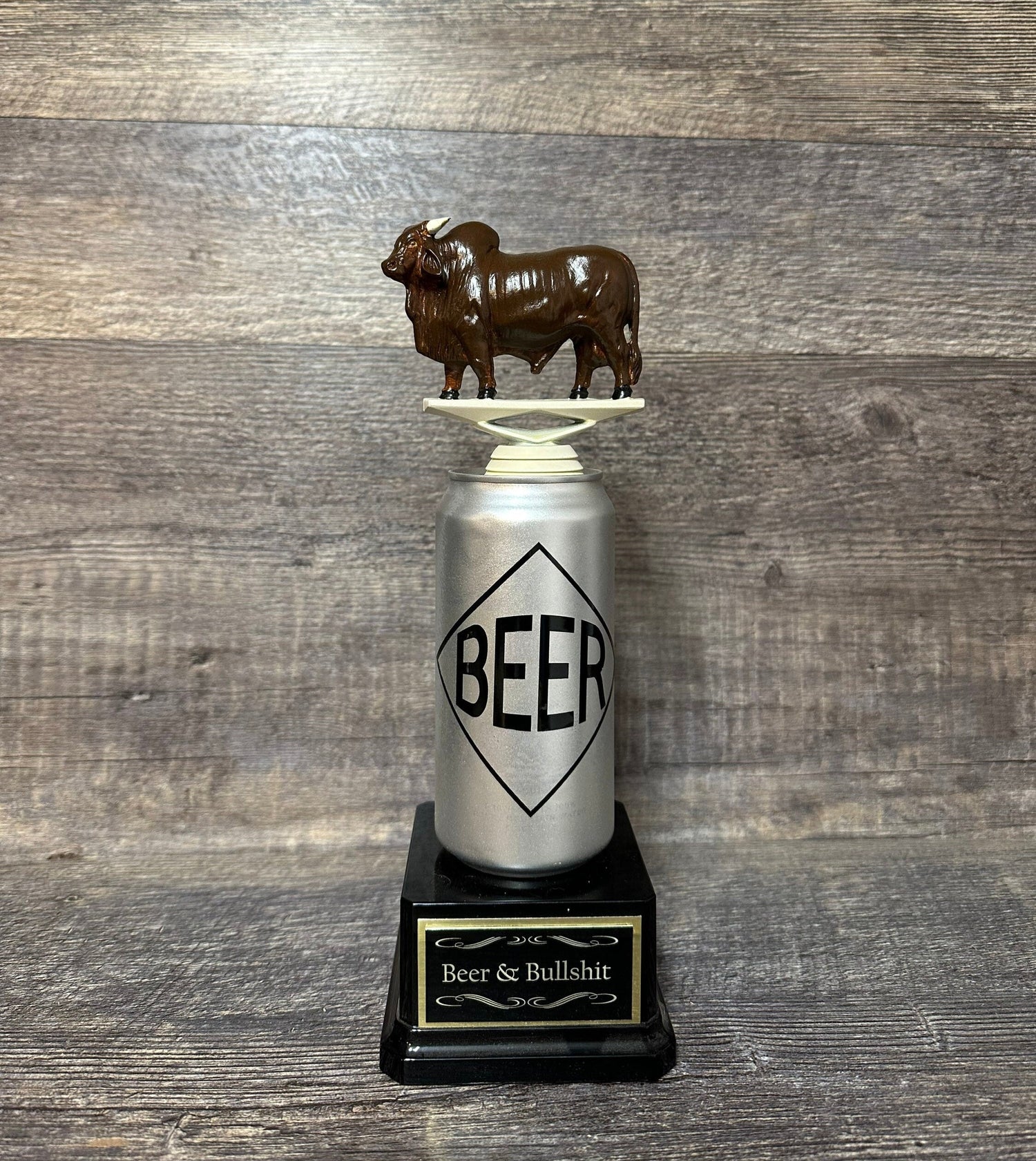 Funny Trophy  Beer & Bullshit Beer Trophy No Bull BS Bullshit Award Beer Full of Bull Gag Gift Beer Drinker Award FFL Loser
