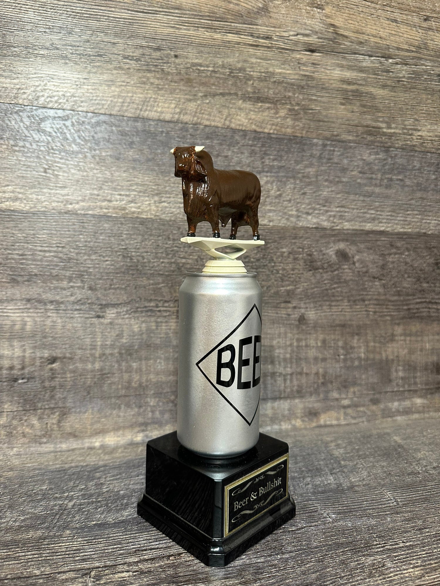 Funny Trophy  Beer & Bullshit Beer Trophy No Bull BS Bullshit Award Beer Full of Bull Gag Gift Beer Drinker Award FFL Loser