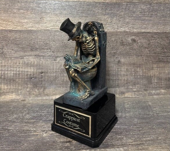 Halloween Trophy Crappiest Costume Skeleton Toilet Worst Costume Perpetual Trophy Contest Loser Dia De Los Muertos Halloween Decor Skull
