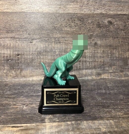 Pub Crawl Champion St Patrick's Day DICKASAURUS Trophy Shenanigans Award Best Irish Jig Dance Winner Leprechaun Centerpiece