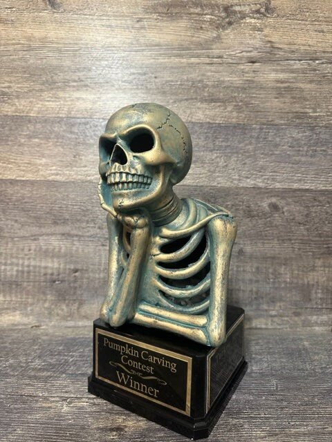 Rustic Halloween Trophy Skeleton Scariest Costume Contest Best Costume Dia De Los Muertos Skeleton Trophies Skull Vintage Halloween Decor