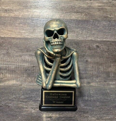 Rustic Halloween Trophy Skeleton Scariest Costume Contest Best Costume Dia De Los Muertos Skeleton Trophies Skull Vintage Halloween Decor