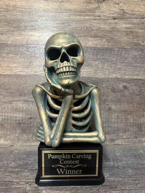 Rustic Halloween Trophy Skeleton Scariest Costume Contest Best Costume Dia De Los Muertos Skeleton Trophies Skull Vintage Halloween Decor