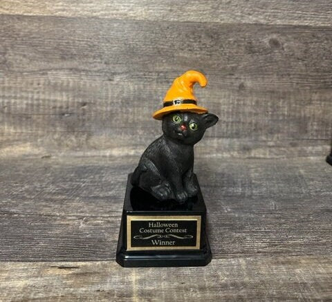 Halloween Trophy Black Cat Scariest Costume Contest Pumpkin Carving Best Costume Black Cat Day of the Dead Dia De Los Muertos Trunk Or Treat