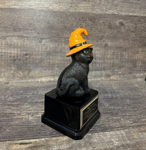 Halloween Trophy Black Cat Scariest Costume Contest Pumpkin Carving Best Costume Black Cat Day of the Dead Dia De Los Muertos Trunk Or Treat
