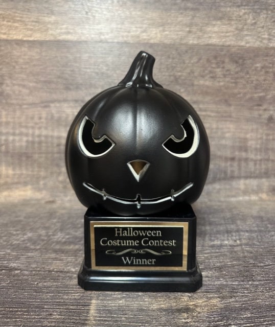 Halloween Pumpkin Trophy Scariest Costume Pumpkin Carving Contest Black Jack O Lantern Costume Contest Prize Pumpkin Halloween Trophies