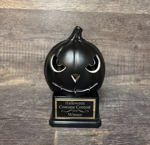 Halloween Pumpkin Trophy Scariest Costume Pumpkin Carving Contest Black Jack O Lantern Costume Contest Prize Pumpkin Halloween Trophies