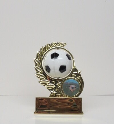Personalized 4" Soccer Trophy w/ Spinning Soccer Ball Economy Soccer Trophy Kids Jr Soccer Team Trophy Soccer Ball FREE Engraving