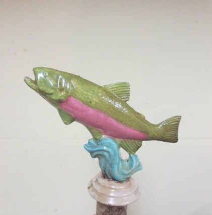 Fish Trout Salmon Wine Stopper Hand Painted Fisherman Gift Christmas Holiday Cork Bottle Stopper Gift Wine Lover Host Gift Trophy
