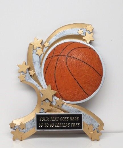 Basketball Trophy Coaches Plaque Award Appreciation  9" x 6 3/4"  Basketball Shooting Star Trophy  FREE ENGRAVING