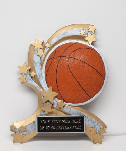 Basketball Trophy Coaches Plaque Award Appreciation 9" x 6 3/4" Basketball Shooting Star Trophy FREE ENGRAVING