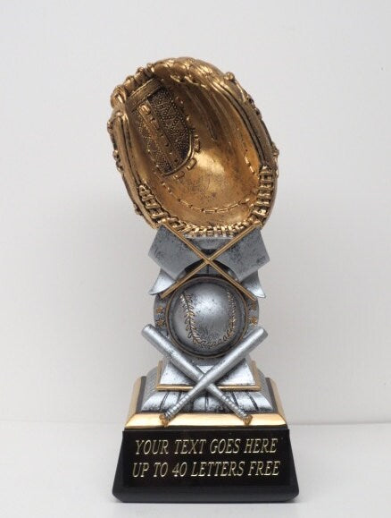Baseball Trophy Award Gold Glove Baseball & Bats 7" Trophy Personalized Baseball Trophy Participation Award Recognition Award
